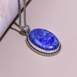 Lapis Lazuli Oval Long Stone Pendant - Abhimantrit